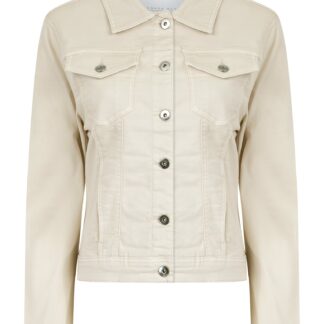 Coats / Jackets Feather Women's Stretch Cotton Denim Jacket in Ivory - Amara Reya / 10 - Tokyo Laundry