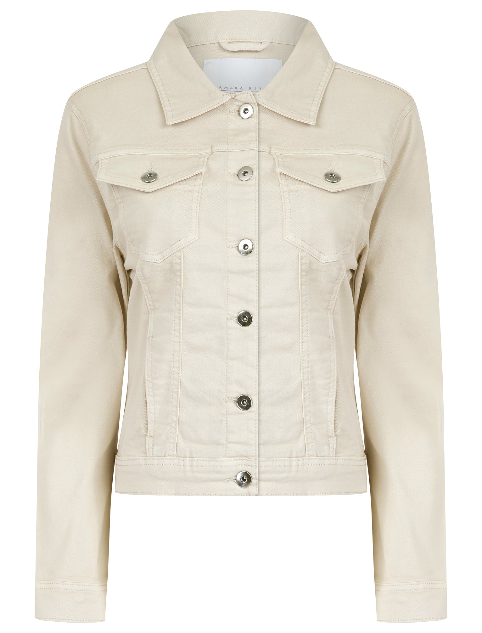 Coats / Jackets Feather Women's Stretch Cotton Denim Jacket in Ivory - Amara Reya / 10 - Tokyo Laundry