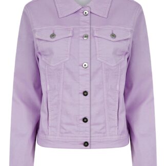 Coats / Jackets Feather Women's Stretch Cotton Denim Jacket in Pale Violet - Amara Reya / 10 - Tokyo Laundry