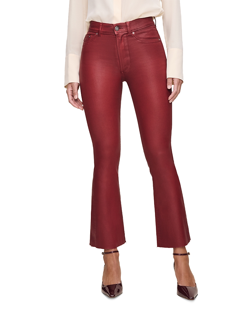 DL1961 Bridget Boot High Rise Instasculpt Coated Crop Jeans in Cherry Coated