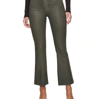 DL1961 Bridget Boot High Rise Instasculpt Coated Crop Jeans in Moss Coated