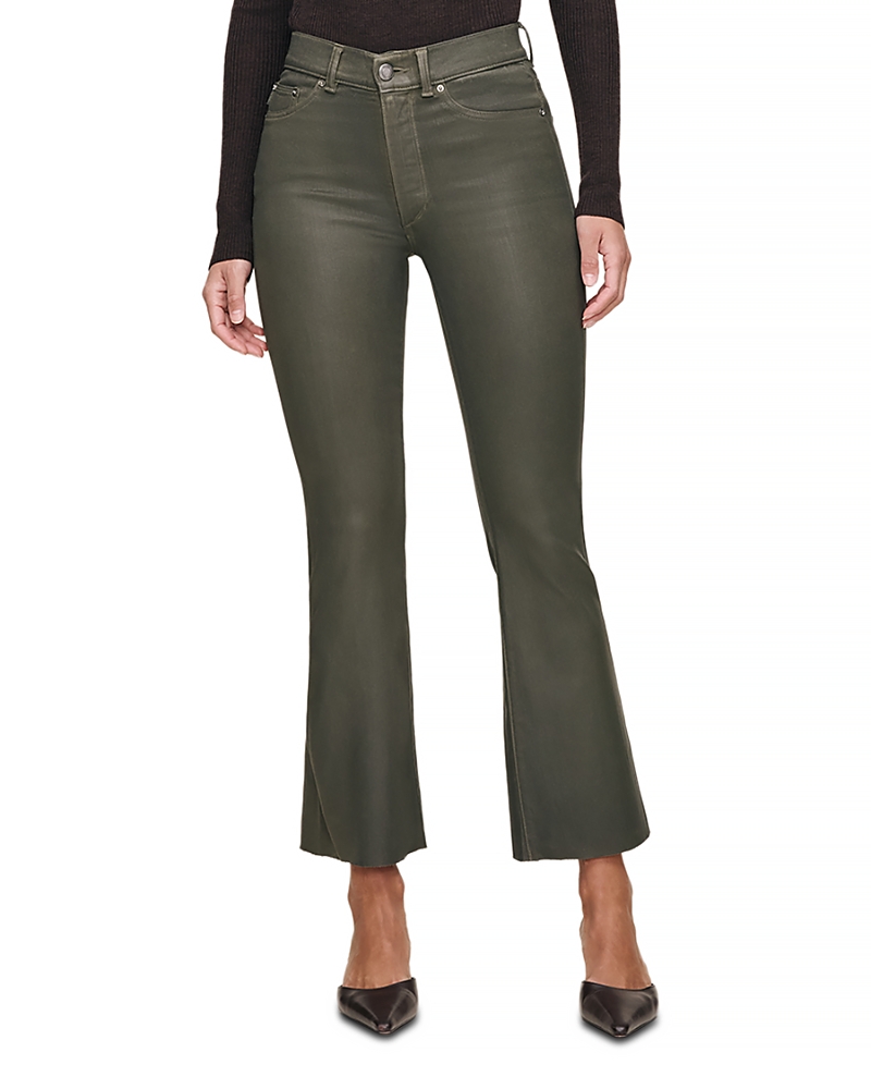 DL1961 Bridget Boot High Rise Instasculpt Coated Crop Jeans in Moss Coated