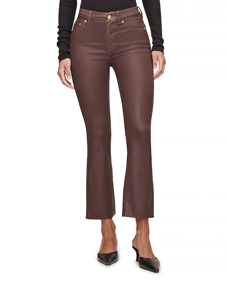 DL1961 Bridget Boot High Rise Instasculpt Coated Crop Jeans in Toffee Coated