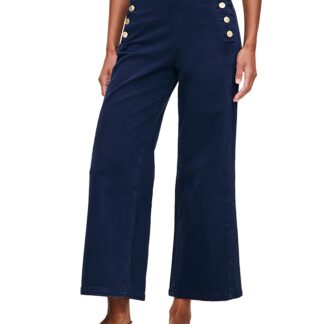 DL1961 Hepburn High Rise Ankle Wide Leg Jeans in Bright Navy Twill