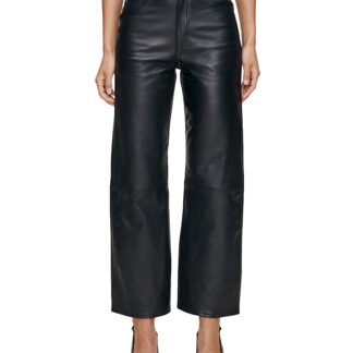 DL1961 Karmine Leather Refined Wide Leg SculptSystem High Rise Jeans in Obsidian