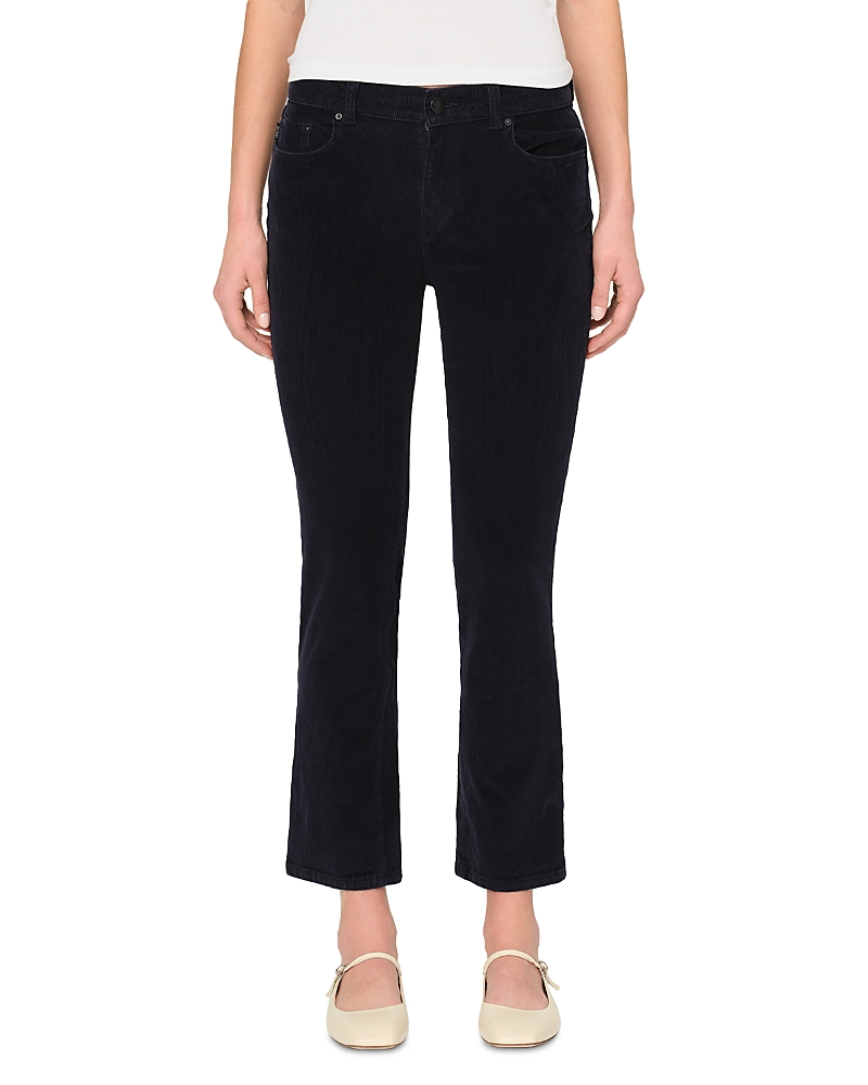DL1961 Mara Straight Mid Rise Instasculpt Ankle Corduroy Jeans in Glazed Blue