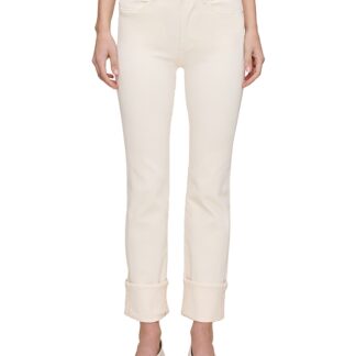 DL1961 Mara Straight Mid Rise Instasculpt Ankle Jeans in Crema Cuffed