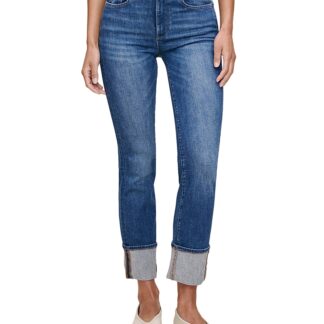 DL1961 Mara Straight Mid Rise Instasculpt Ankle Jeans in Solace Cuffed