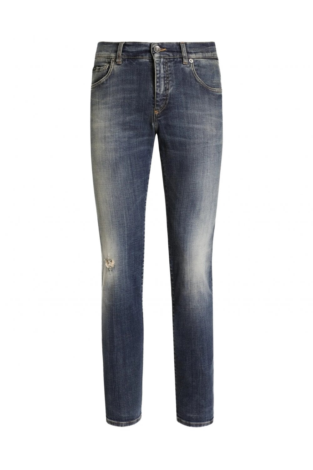 DOLCE & GABBANA DISTRESSED PLAQUE DENIM JEANS Size: 52, colour: BL