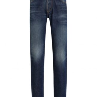 DOLCE & GABBANA SLIM PLAQUE DENIM JEANS Size: 52, colour: BLUE