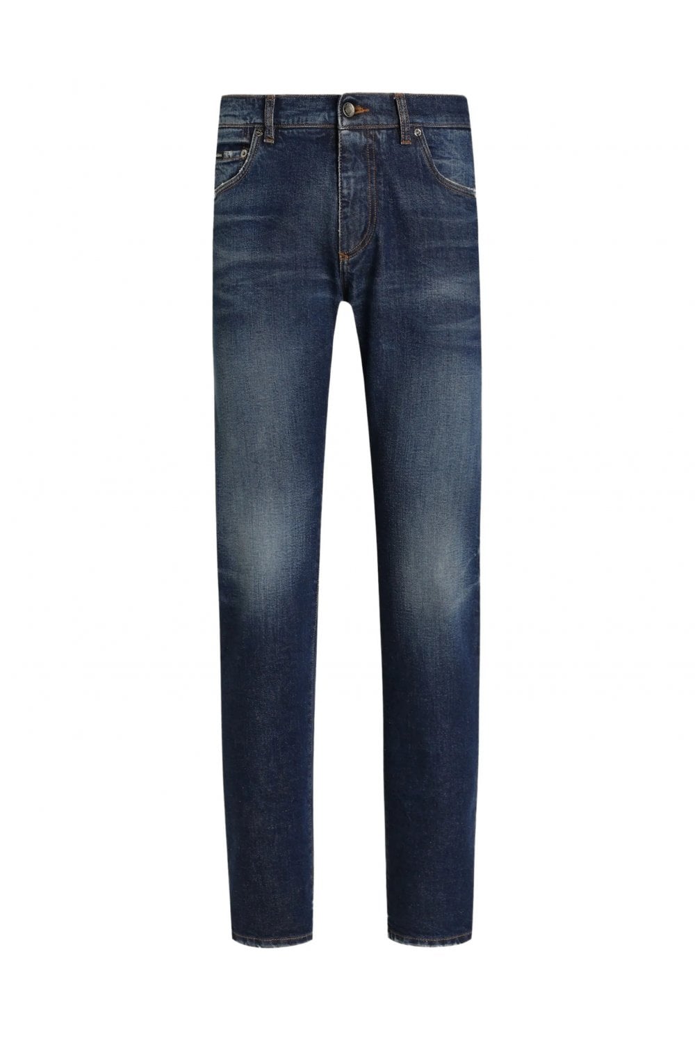 DOLCE & GABBANA SLIM PLAQUE DENIM JEANS Size: 52, colour: BLUE