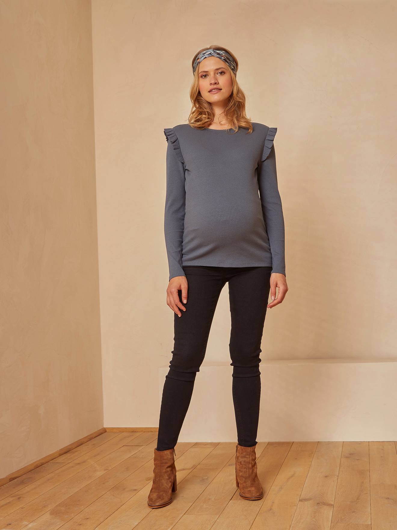 Denim Treggings for Maternity black