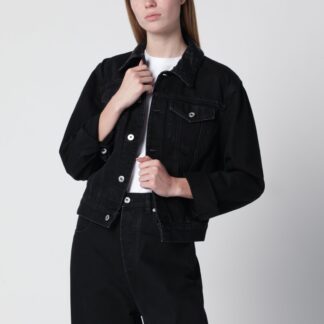 Denim jacket with Intrecciato collar