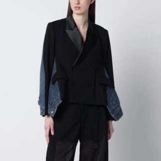 Double-breasted jacket in wool and denim