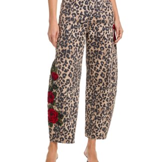 Driftwood Parker x Wild Rose Ankle Barrel Jeans in Leopard