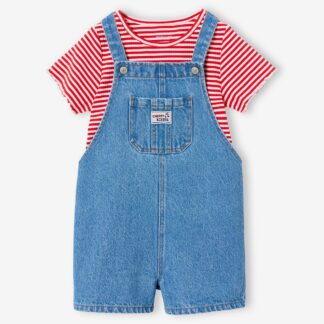 Dungaree and t-shirt set medium blue