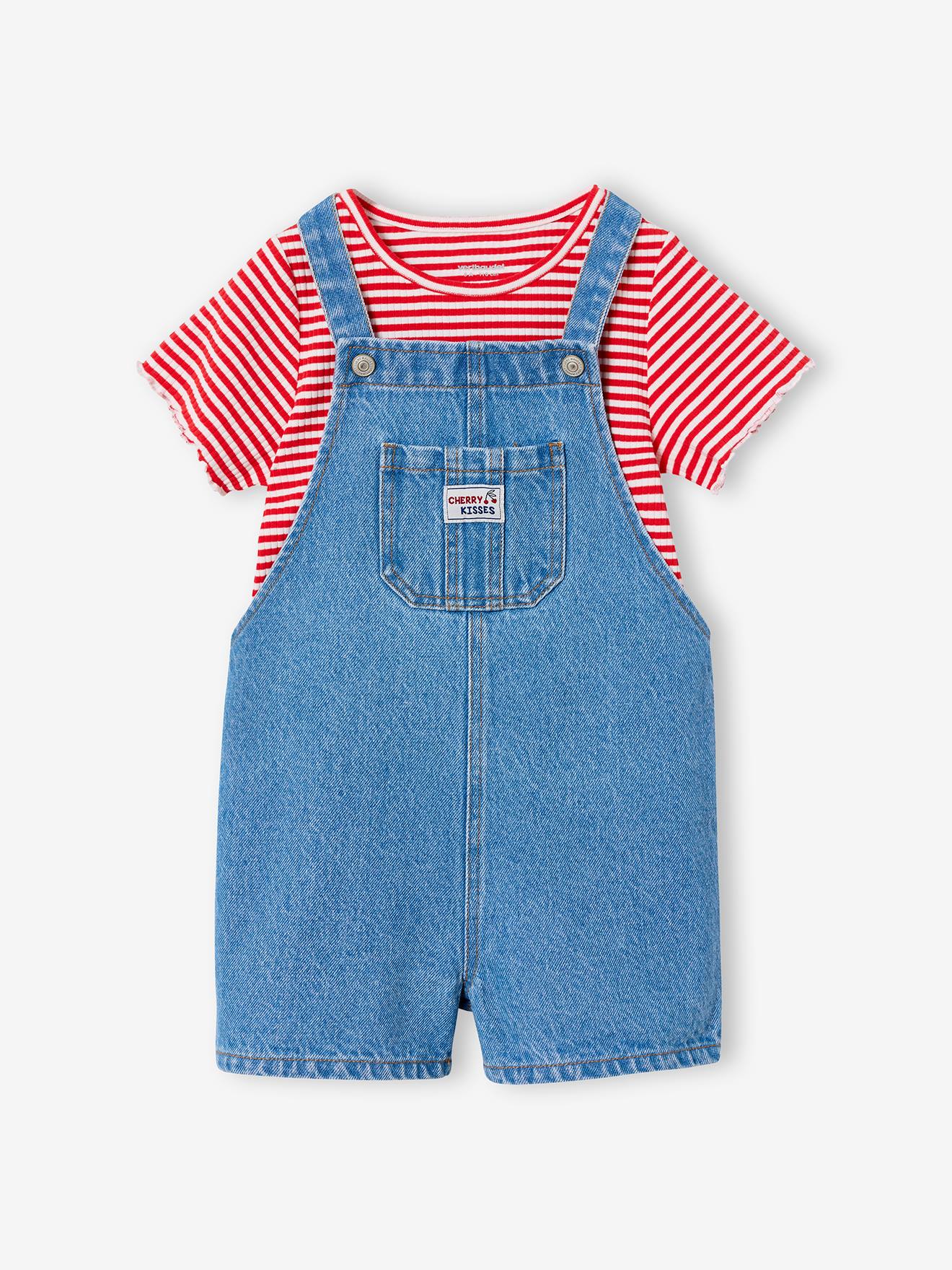 Dungaree and t-shirt set medium blue