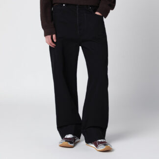 Faded black turn-up jeans