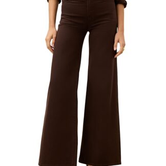 Faherty Saturday High Rise Wide Leg Jeans in Chocolate Brown