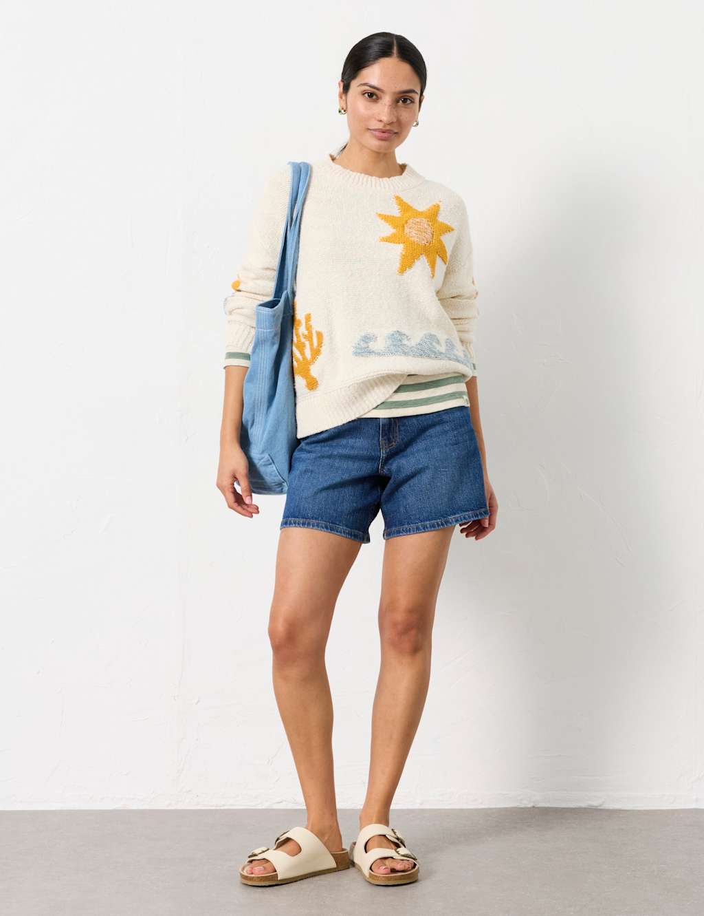 FatFace Cotton Rich Denim Shorts Blue Denim