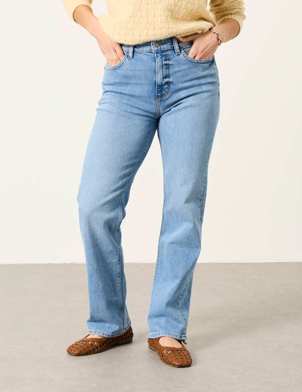 FatFace High Waisted Straight Leg Jeans Denim