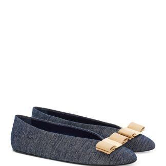 Ferragamo Women's Vanna Denim Bow Ballet Flats