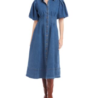 Fifteen Twenty Esme Denim Midi Shirt Dress