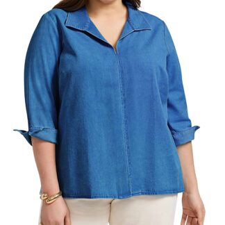 Foxcroft Plus Agnes Denim Shirt
