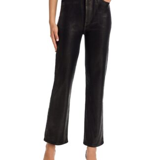 Frame Le Sleek Coated High Rise Straight Jeans in Mood Ring