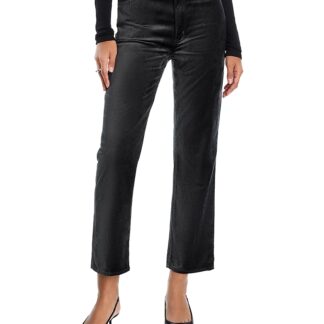 Frame Le Sleek High Rise Straight Velveteen Jeans in Green Smoke Velvet