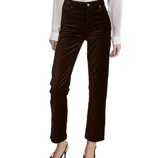 Frame Le Sleek Straight High Rise Velvet Jeans in Dark Clove