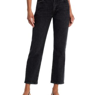 Frame The Borrowed High Rise Ankle Slim Straight Jeans in Deco