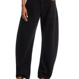 Frame The Bubble High Rise Barrel Leg Jeans in Black