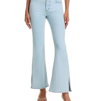 Frame The Icon High Rise Flared Jeans in Feather Raw After
