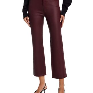 Frame The Leather Reboot High Rise Ankle Bootcut Jeans in Oxblood