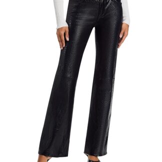 Frame The Leather Rodeo Mid Rise Jeans in Black Snake