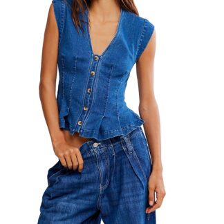 Free People Dylan Denim Vest
