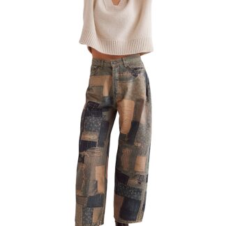 Free People Illusion Patchwork Jeans in Indigo Combo