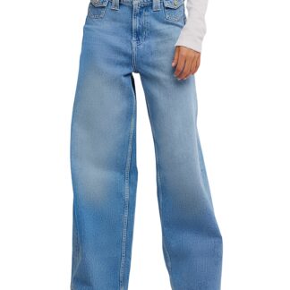 Free People Kellee High Rise Palazzo Jeans in Plaza Blue