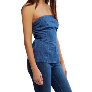 Free People Lora Denim Tube Top