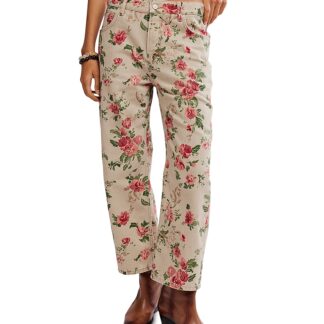 Free People We The Free Deep Trance Mid Rise Printed Jeans in Wallpaper