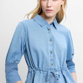 French Connection Pure Cotton Collared Drawstring Shirt Denim
