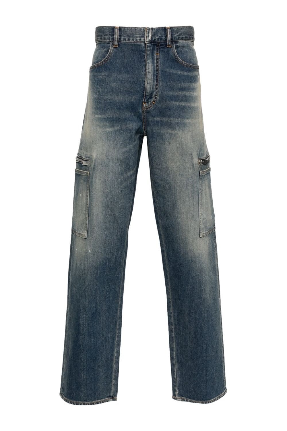 GIVENCHY DISTRESSED ZIP POCKET JEANS Size: 34, colour: BLUE