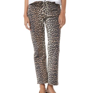 Ganni Betzy Cropped Jeans in Leopard