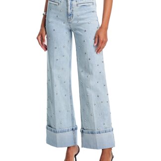 Generation Love Raquel Crystal Stud High Rise Jeans in Light Blue/Clear
