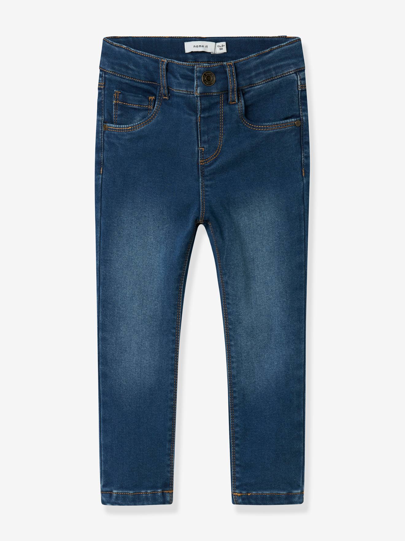 Girl's Fleece-Lined Slim Jeans denim blue