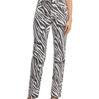 Good American Good Icon High Rise Straight Jeans in Cloud White Zebra