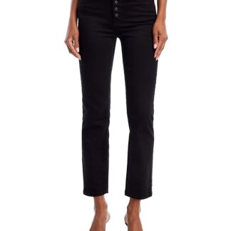 Good American Good Legs Mid Rise Straight Stretch Jeans in Black