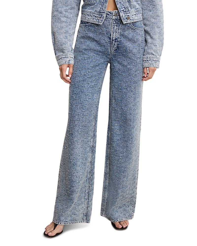 Good American Good Skate Wide Crystal Jeans in Indigo1070