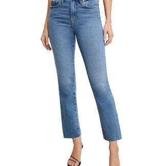 Good American Soft Tech Good Legs High Rise Ankle Straight Jeans in Indigo 514
